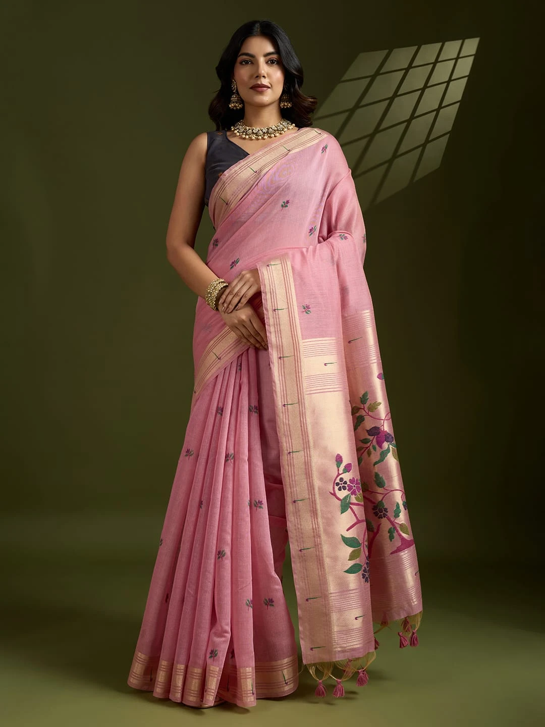 Muga Cotton Paithani Saree